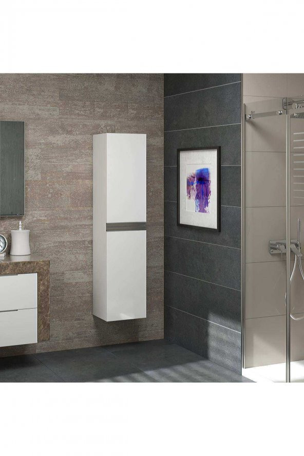 Alfa Banyo ESEN MDF BEYAZ 140 cm LÜX Banyo Boy Dolabı- HAZIR KURULU - 3