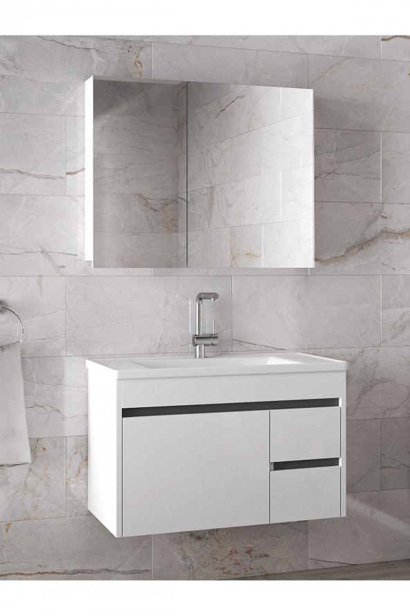 Alfa Banyo VİOSEN-EA 80 cm MDF-Aynalı-lavabolu banyo dolabı takımı- HAZIR KURULU - 3