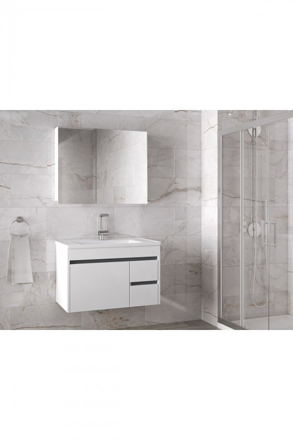 Alfa Banyo VİOSEN-EA 80 cm MDF-Aynalı-lavabolu banyo dolabı takımı- HAZIR KURULU - 4