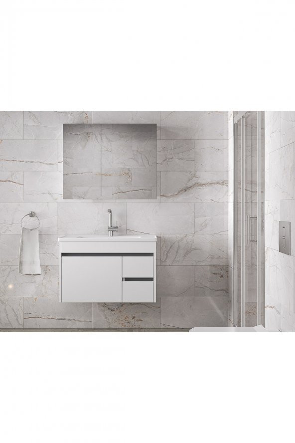 Alfa Banyo VİOSEN-EA 80 cm MDF-Aynalı-lavabolu banyo dolabı takımı- HAZIR KURULU - 5