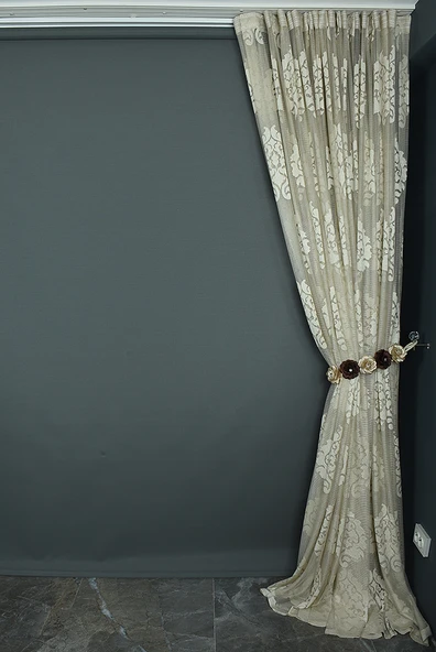 SUR DAMAKS MODEL VİZON RENK TEK KANAT Hazır dikilmiş Pileli Fon Perde 300*260 cm - Resim 6