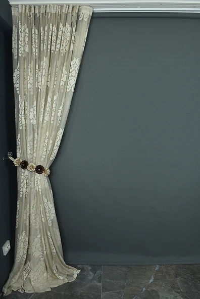 SUR DAMAKS MODEL VİZON RENK TEK KANAT Hazır dikilmiş Pileli Fon Perde 300*260 cm - Resim 5