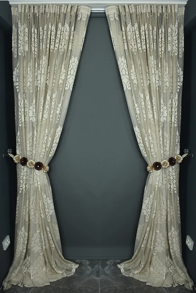 SUR DAMAKS MODEL VİZON RENK TEK KANAT Hazır dikilmiş Pileli Fon Perde 300*260 cm - Resim 7