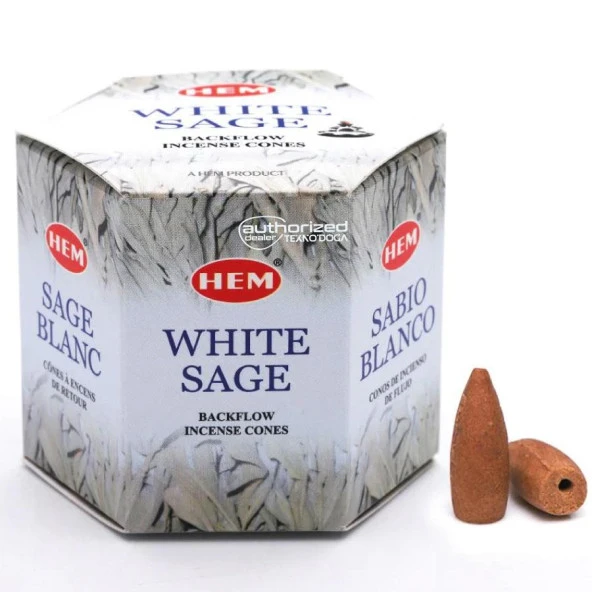 HEM White Sage Backflow Geri Akışlı Konik Şelale Tütsü 40ad