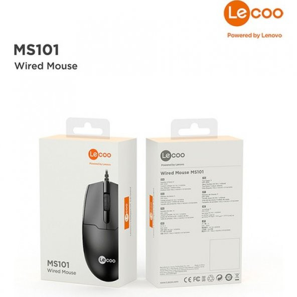 Lecoo MS101 USB Kablolu 1200DPI 3 Tuşlu Optik Mouse Siyah GKE - 7