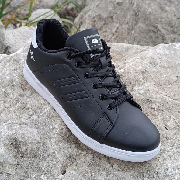 Bestof 041 Siyah-Beyaz Sneaker Düz Taban Spor Ayakkabı - 9