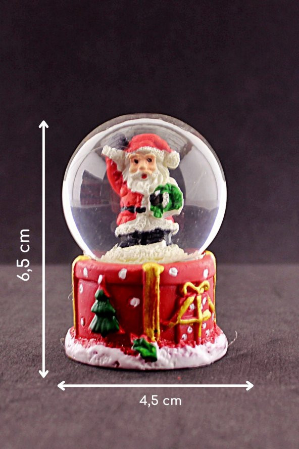 Merry Christmas El Sallayan Noel Baba Temalı  Mini Boy Işıklı Kar Küresi 6,5 cm 1