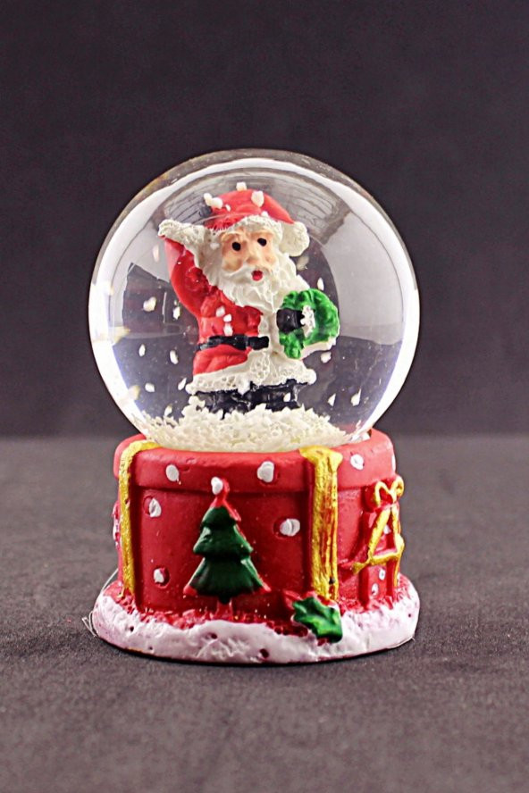 Merry Christmas El Sallayan Noel Baba Temalı  Mini Boy Işıklı Kar Küresi 6,5 cm 1 - 2