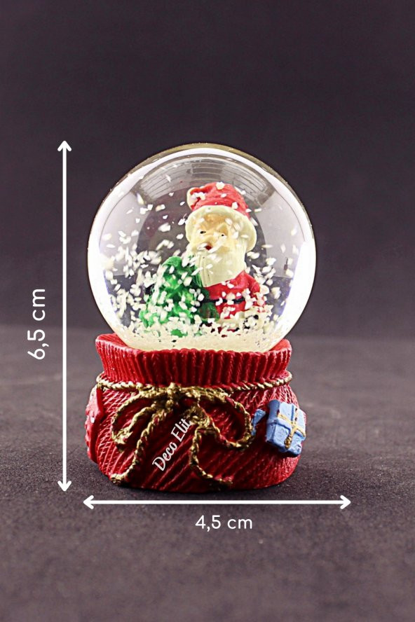 Yılbaşı 2023 Noel Baba ve Çam Ağacı Mini Boy Kar Küresi 6,5 cm - Resim 3