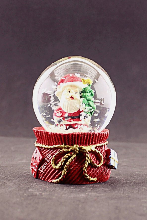 Yılbaşı 2023 Noel Baba ve Çam Ağacı Mini Boy Kar Küresi 6,5 cm - Resim 4