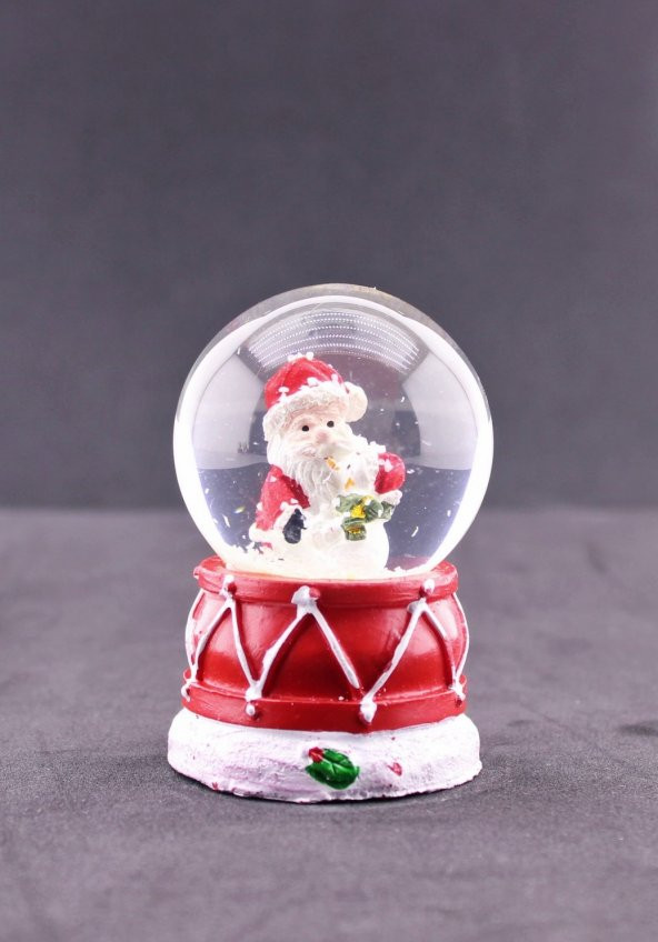 Noel Baba ve Kardan Adam Temalı Mini Boy Işıklı  Yılbaşı Kar Küresi 6.5 cm D
