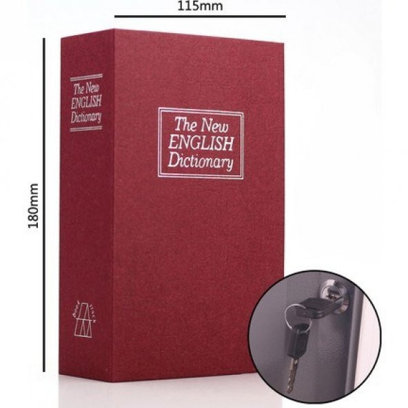 Sözlük Kitap Kasa Şeklinde Gizli Kasa Metal Kumbara Kasa Bordo - 2