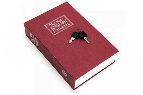 Sözlük Kitap Kasa Şeklinde Gizli Kasa Metal Kumbara Kasa Bordo - 3