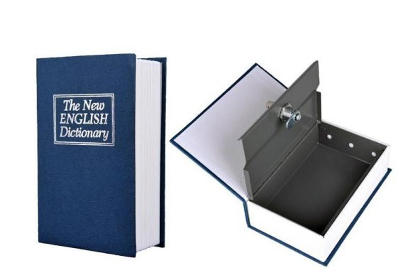 Sözlük Kitap Kasa Şeklinde Gizli Kasa Metal Kumbara Kasa Lacivert - 6