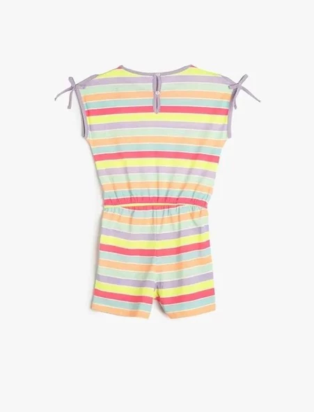 Koton Kız Çocuk Tulum Kısa Kolsuz Fiyonk Detaylı Yuvarlak Yaka Pamuklu - 2