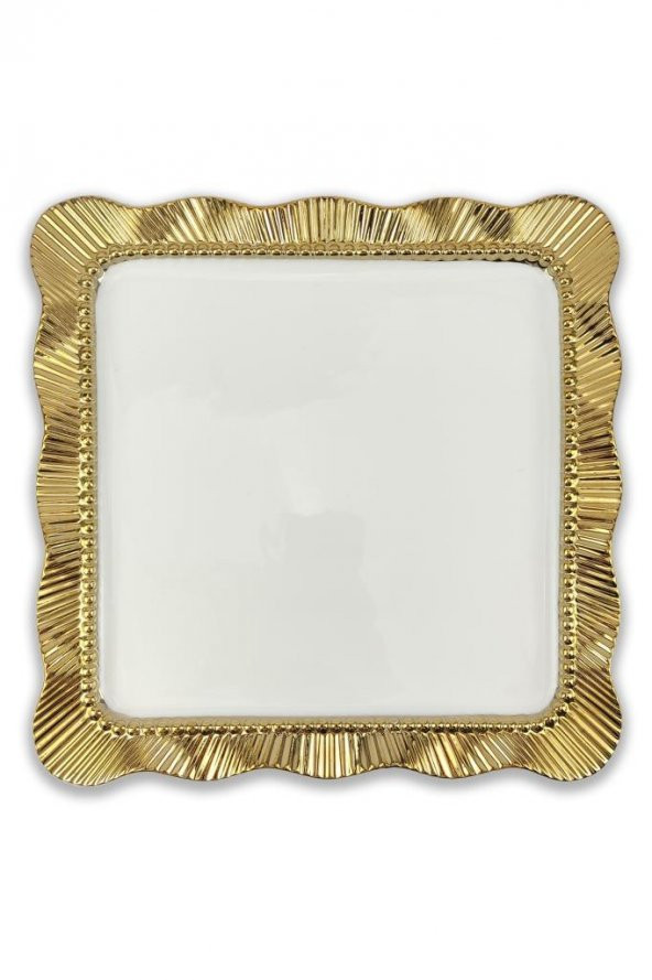 Digithome Golda 26 cm Kare Servis Tabağı Gold – YF201 - HYT