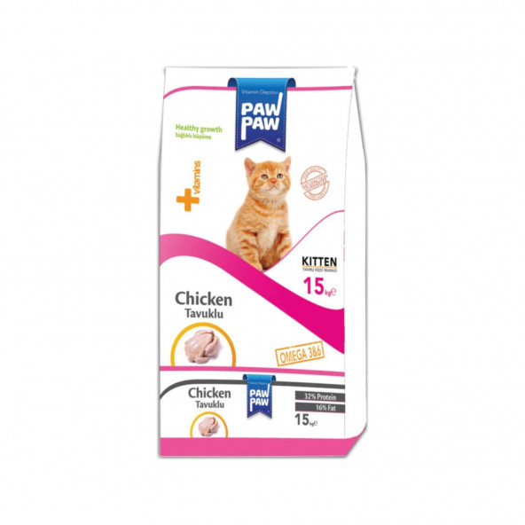 Paw Paw Kitten Tavuk Etli Yavru Kedi Maması 15 kg