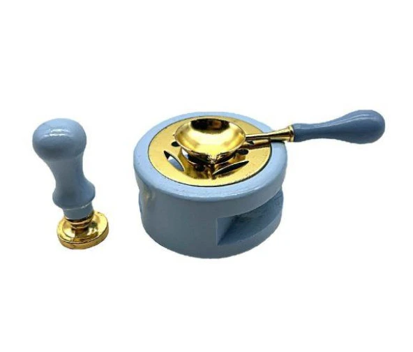 Davetiye Mum Mühürü Uygulama Seti Mavi Renk 310 Botanik Desen - Resim 8