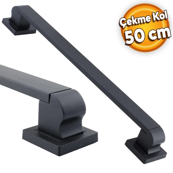 Bersel Sürgülü Kapı Çekme Kolu Tutma Kulpu Kulbu Çelik Dış Kapı Tutamağı Kol Siyah 50 Cm