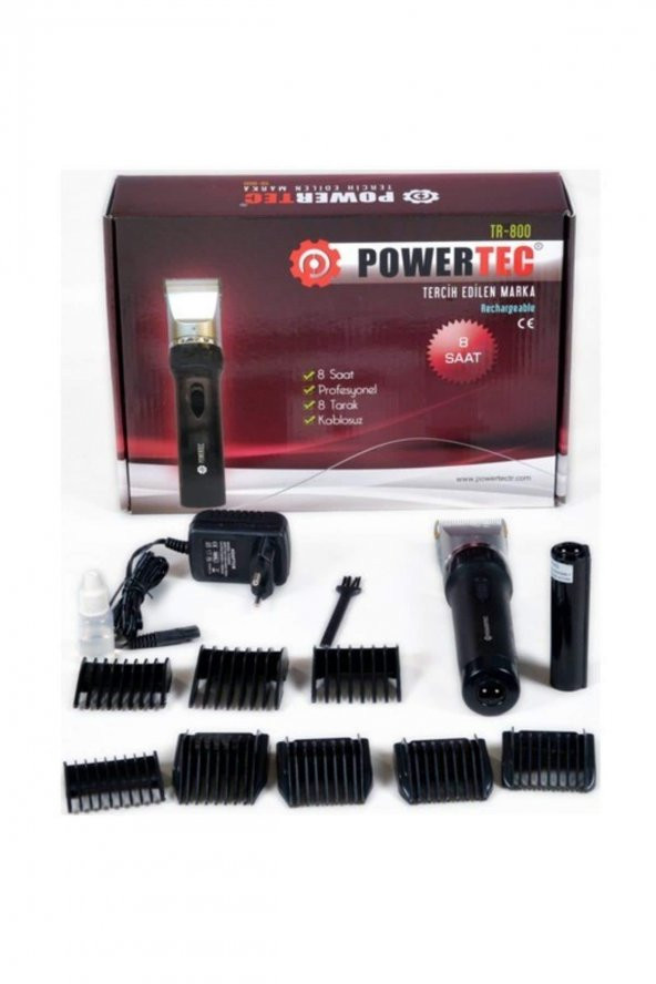 Powertec Tr-800 Saç Sakal Tıraş Makinesi Şarjlı Çift Bataryalı