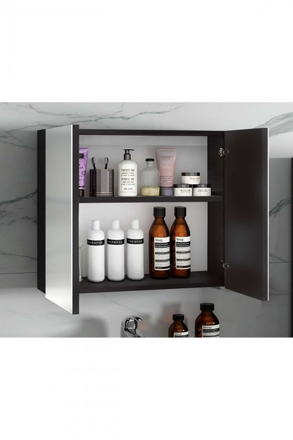 Alfa Banyo Viola Siyah 80 cm Aynalı banyo dolabı-lavabolu banyo dolabı takımı - 3