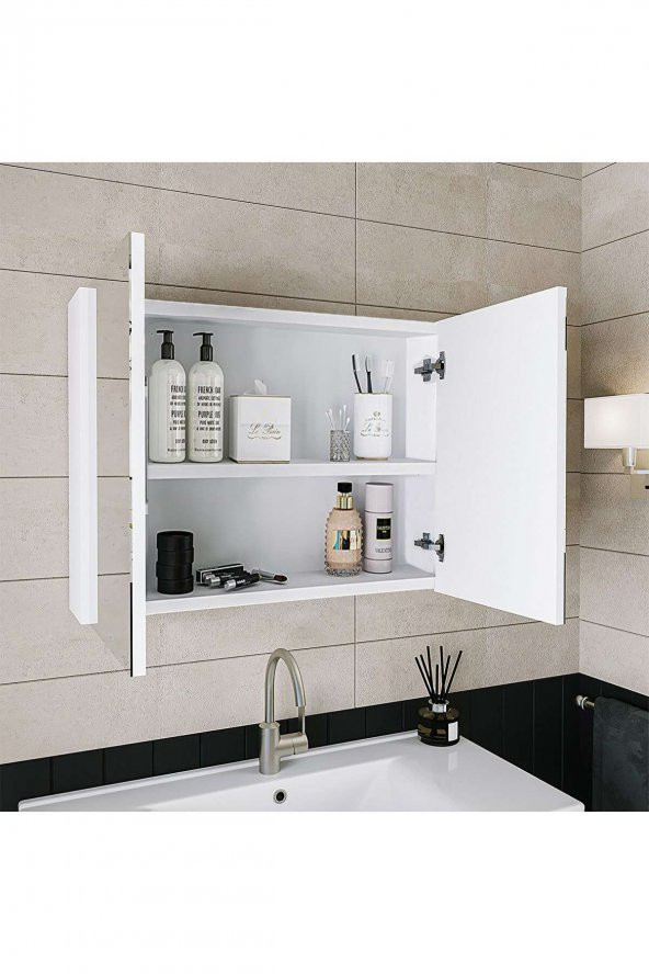 Alfa Banyo Viola Beyaz 80 Cm Ayna Dolaplı Seramik Lavabolu Mdf Banyo Dolabı Seti - 2