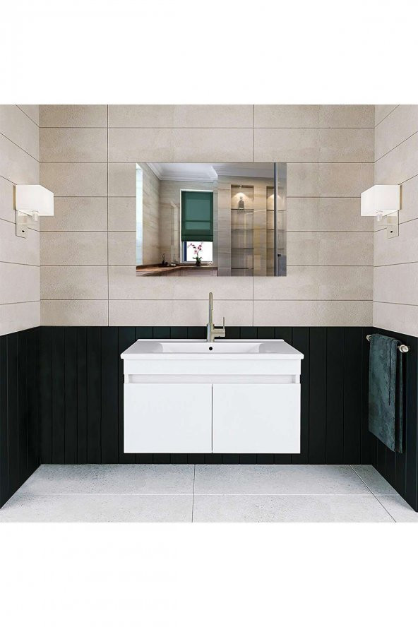 Alfa Banyo Viola Beyaz 80 Cm Ayna Dolaplı Seramik Lavabolu Mdf Banyo Dolabı Seti - 5