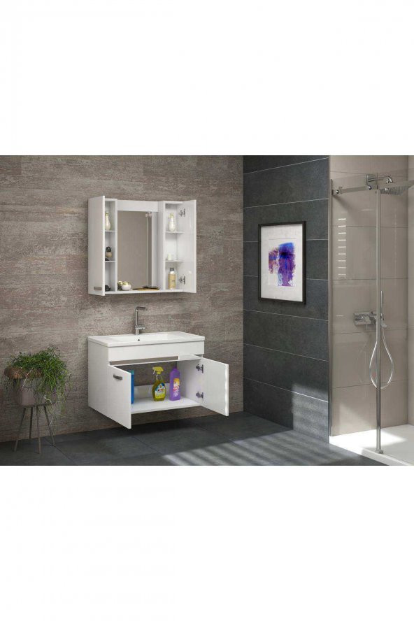 SAFİR BEYAZ 80 cm Banyo Takımı-- HAZIR KURULU - 5