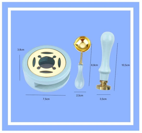 Davetiye Mum Mühürü Uygulama Seti Mavi Renk 337 Bahar Dalı - Resim 2