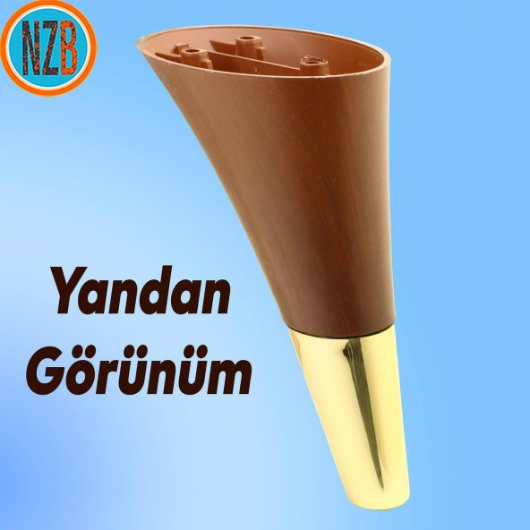 Mobilya Kanepe Sehpa TV Ünitesi Baza Koltuk Ayağı Kahverengi Gold Renk 12 cm Ayak - 5