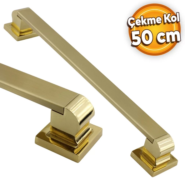 Bersel Sürgülü Kapı Çekme Kolu Tutma Kulpu Kulbu Çelik Dış Kapı Tutamağı Gold Altın 50 Cm