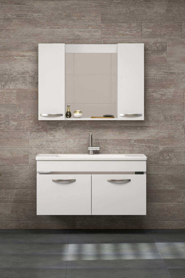 Alfa Banyo SAFİR BEYAZ 100 cm Komple MDF Banyo Takımı - HAZIR KURULU - 3