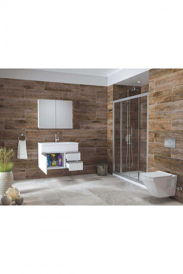 Alfa Banyo ESEN BEYAZ 80 cm LÜX Banyo Takımı- HAZIR KURULU - 3