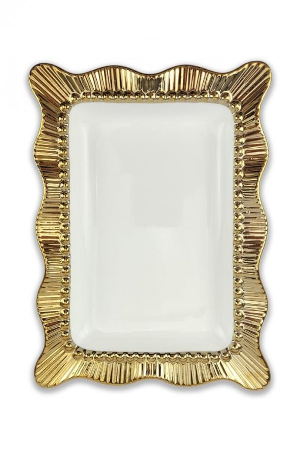 Digithome Golda 25 cm Dikdörtgen Orta Boy Servis Tabağı Gold – YF211 - HYT