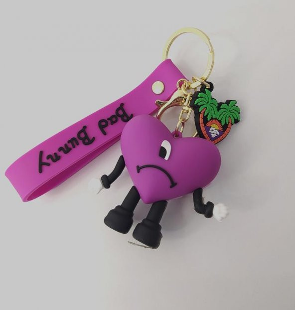 Anahtarlık Anime Bad Bunny Kötü Bunny Silikon Anahtarlık Çanta Süsü Oyuncak Aksesuar Araba Süsü - 3