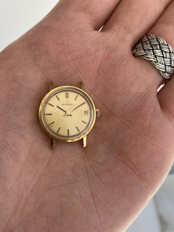 Eterna 23.7 mm Deri Kordon 14K Altın Kadın Kol Saati 2.El - 4