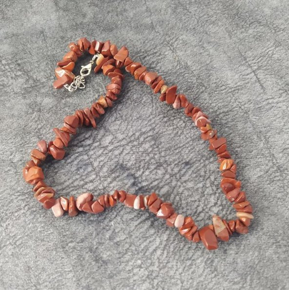 Kolye Kırık Kahverengi Yıldız Doğal Taş Kolye Gerdanlık Çakra Enerji Takı - Resim 4