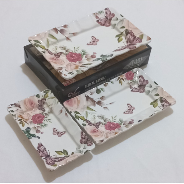 YNS / 3 LÜ KAYIK TABAK DİKDÖRTGEN DİJİTAL BASKILI UZUNLUK 26 . 23 . 20 . GENİŞLİK 17 . 14. 11 CM