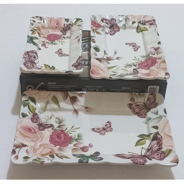 YNS / 3 LÜ KAYIK TABAK DİKDÖRTGEN DİJİTAL BASKILI UZUNLUK 26 . 23 . 20 . GENİŞLİK 17 . 14. 11 CM - 2