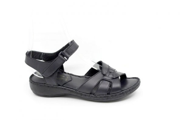 Zerhan C221 Kadın Hakiki Deri Cırtlı Yumuşak Taban Comfort Sandalet Ayakkabı - 4