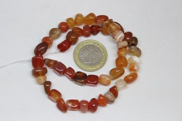 Akik Kahverengi Alacalı 8-10mm Tımbıl Doğal TaşlarAdet ürün görseli