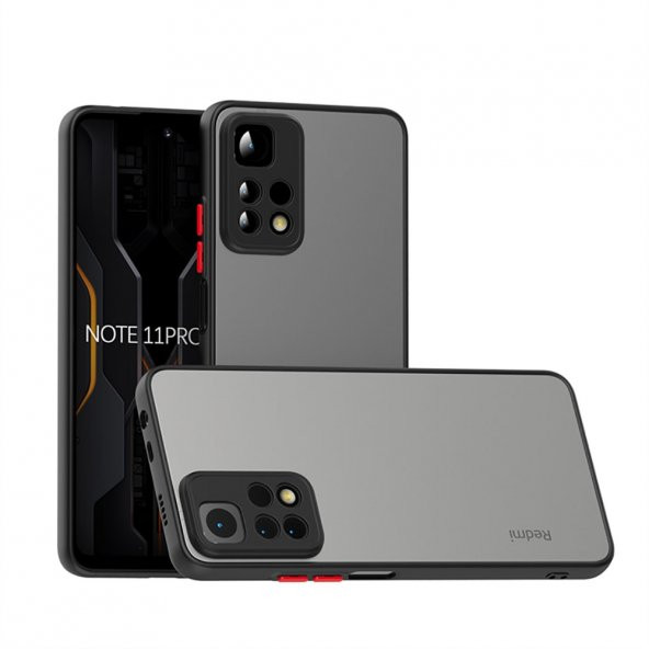 KNY Xiaomi Redmi Note 11 Pro Kılıf Silikon Kenarlı Buzlu Kamera Korumalı Hux Kapak Lacivert - 5