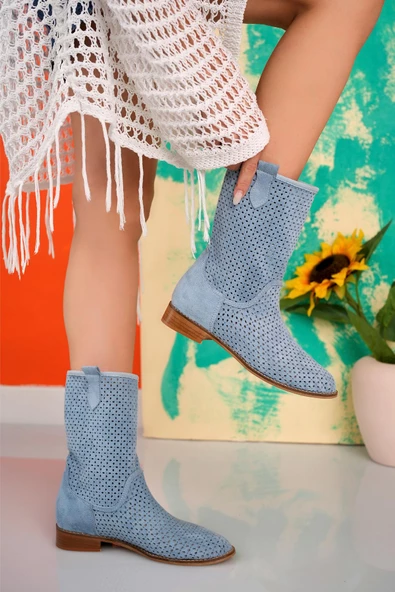 Muggo Rio Garantili Kadın Lazer Kesim Şık Tarz ve Rahat Yazlık Bot - 12