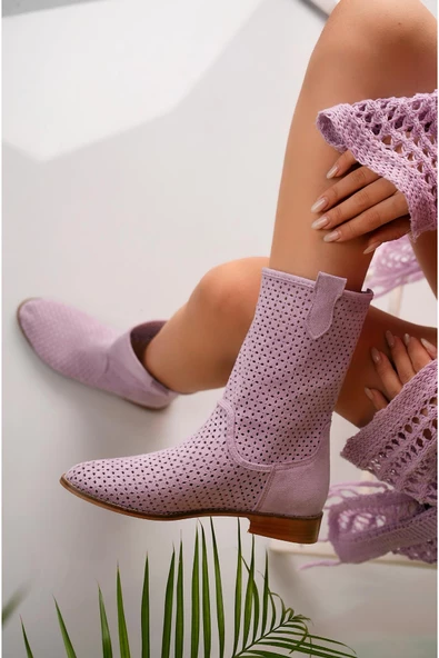 Muggo Rio Garantili Kadın Lazer Kesim Şık Tarz ve Rahat Yazlık Bot - 8