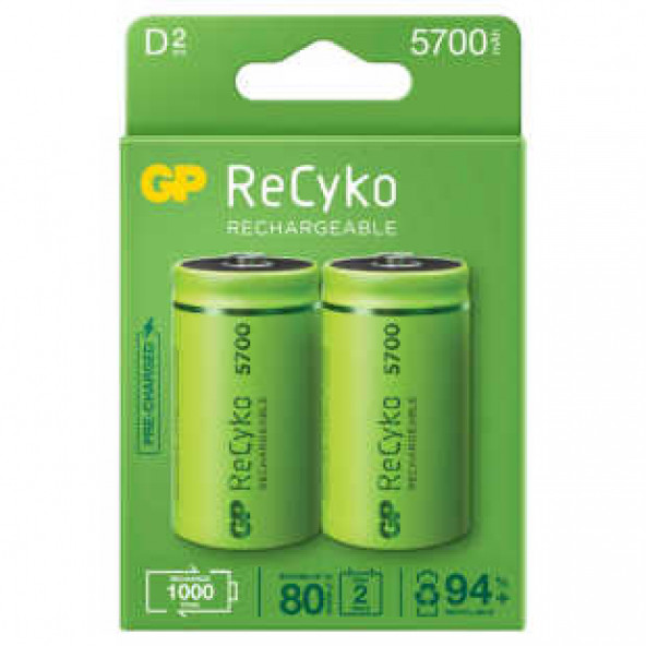 GP Batteries ReCyko 5700 D Boy Ni-Mh Şarjlı Pil