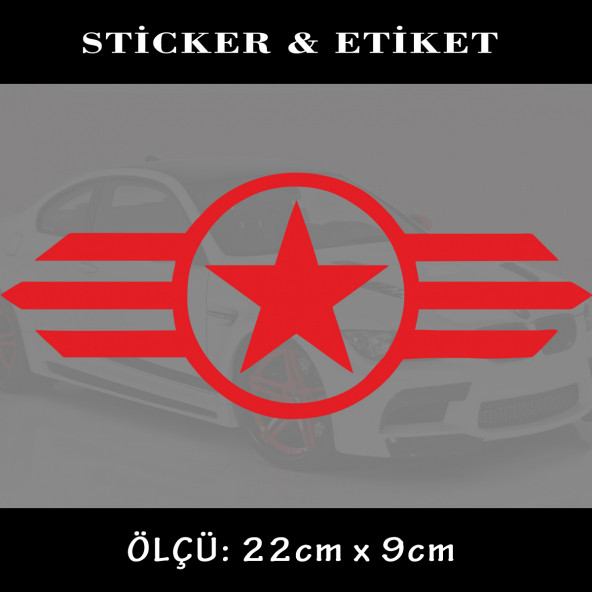asker ordu yıldız - oto sticker yapıştırma etiket - araba motosiklet dolap kamyon atv uyumlu