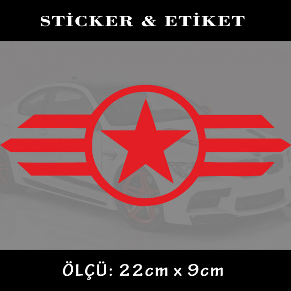 asker ordu yıldız - 2 adet oto sticker yapıştırma etiket - araba motosiklet dolap kamyon atv uyumlu