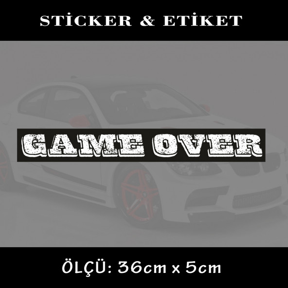game over sticker - 2 adet oto sticker yapıştırma etiket - araba motosiklet dolap kamyon atv uyumlu