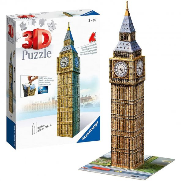 Ravensburger 3 Boyutlu 216 Parçalı Plastik Puzzle Big Ben Saat Kulesi-125548