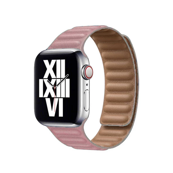 ​​​Apple Watch Ultra 49mm Kordon Saat Değildir. KRD-34 Deri Strap Kayış Lyon Tech  Pembe